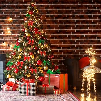 Amazon | クリスマスリボン2ロール、赤と緑のオーガンザリボン